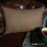 Parallel Stripes Green - Green Cotton Striped Oblong Lumbar Cushion Cover