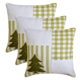 Xmas Tree Check - Green Cotton Checkered Decorative Throw  Cushion Cover