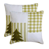 Xmas Tree Check - Green Cotton Checkered Decorative Throw  Cushion Cover