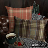 Plaidscape Terracotta - Red Velvet Winter Plaid  Throw Cushion Cover