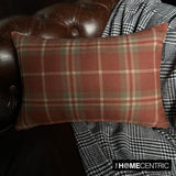 Plaidflow Terracotta - Red Velvet Winter Plaid Lumbar Cushion Cover