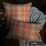 Plaidflow Terracotta - Red Velvet Winter Plaid Lumbar Cushion Cover