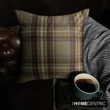 Plaidscape Olive - Green Velvet Winter Plaid  Throw Cushion Cover
