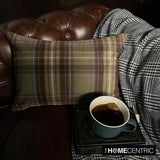 Plaidflow Olive - Green Velvet Winter Plaid Lumbar Cushion Cover