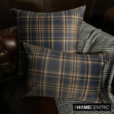 Plaidflow Navy - Blue Velvet Winter Plaid Lumbar Cushion Cover