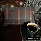 Plaidflow Blue - Blue Velvet Winter Plaid Lumbar Cushion Cover