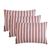 Lush Lines Red - Red Cotton Decorative Lumbar Cushion Cover