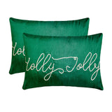 Holly Jolly - Green Silk Decorative Lumbar Cushion Cover
