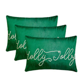 Holly Jolly - Green Silk Decorative Lumbar Cushion Cover