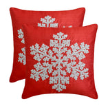 Snowlit Flake - Red Silk Decorative  Throw Cushion Cover