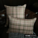 Plaidflow Pink - Pink Velvet Winter Plaid Lumbar Cushion Cover