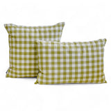 Grid Loom Verde - Green Cotton Decorative Lumbar Cushion Cover