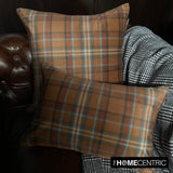 Plaidscape Orange - Orange Velvet Winter Plaid  Throw Cushion Cover