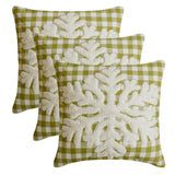 Snowdust Flake - Green Cotton Decorative  Throw Cushion Cover