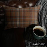 Plaidflow Orange - Orange Velvet Winter Plaid Lumbar Cushion Cover