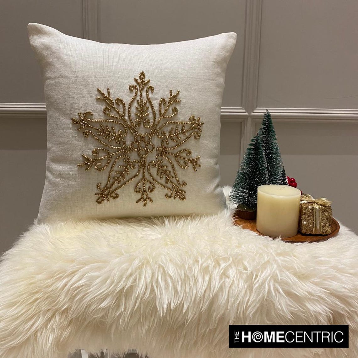 Gilded Frost - Gold Linen Handmade Throw Cushion Cover