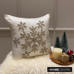 Dewdrop Flake - White Silk Decorative Throw  Cushion Cover