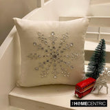 Crystal Flake - White Velvet Decorative Throw  Cushion Cover