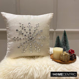 Crystal Flake - White Velvet Decorative Throw  Cushion Cover
