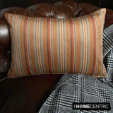 Linear Stripe Orange - Orange Velvet Christmas Striped Lumbar Cushion Cover