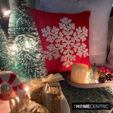 Snowlit Flake - Red Silk Decorative  Throw Cushion Cover
