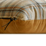 Plaidscape Beige - Beige Velvet Checkered Winter Plaid  Throw Cushion Cover