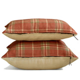 Plaidflow Terracotta - Red Velvet Winter Plaid Lumbar Cushion Cover