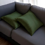 Olive Green Slub Satin - Olive Green Satin Throw Cushion Cover