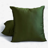 Olive Green Slub Satin - Olive Green Satin Throw Cushion Cover