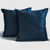 Navy Blue Slub Satin - Navy Blue Satin Throw Cushion Cover
