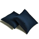 Navy Blue Slub Satin - Navy Blue Satin Throw Cushion Cover