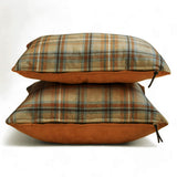 Plaidflow Beige - Beige Velvet Winter Plaid Lumbar Cushion Cover