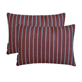 Parallel Stripes - Red Cotton Decorative Oblong Lumbar Cushion Cover