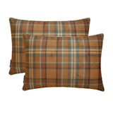 Plaidflow Orange - Orange Velvet Winter Plaid Lumbar Cushion Cover