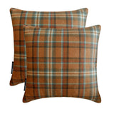 Plaidscape Orange - Orange Velvet Winter Plaid  Throw Cushion Cover