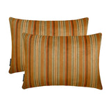 Linear Stripe Orange - Orange Velvet Christmas Striped Lumbar Cushion Cover