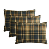 Plaidflow Navy - Blue Velvet Winter Plaid Lumbar Cushion Cover