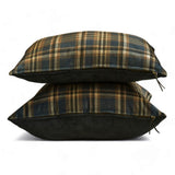 Plaidflow Navy - Blue Velvet Winter Plaid Lumbar Cushion Cover