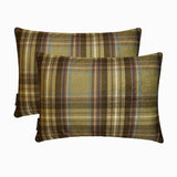 Plaidflow Olive - Green Velvet Winter Plaid Lumbar Cushion Cover