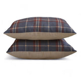Plaidflow Blue - Blue Velvet Winter Plaid Lumbar Cushion Cover