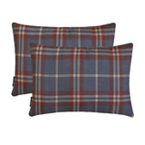 Plaidflow Blue - Blue Velvet Winter Plaid Lumbar Cushion Cover