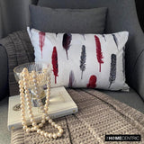 Feather Fluff Red - Red Satin Home Decor Lumbar Cushion Cover