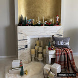 Holiday Season - Gray Linen Decorative Word  Lumbar Cushion Cover