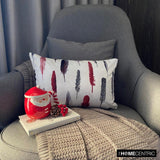 Feather Fluff Red - Red Satin Home Decor Lumbar Cushion Cover