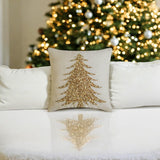 Glittering Pine - Gold Linen Decorative  Throw Cushion Cover