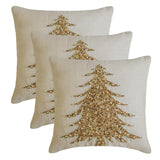 Glittering Pine - Gold Linen Decorative  Throw Cushion Cover