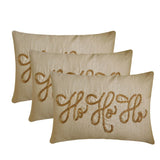 Ho Ho Ho - Gold Linen Christmas Ho Ho Ho Lumbar Cushion Cover