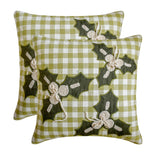 Mistle Bliss - Green Cotton Decorative  Throw Cushion Cover