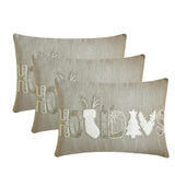 Holiday Twinkle - Gray & Silver Linen Decorative Lumbar Cushion Cover