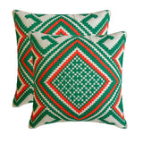 Moorish Noel - Red & Green Jacquard Decorative Throw Cushion Cover